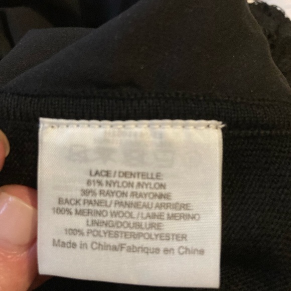 Tory Burch Black Lace and Knit Sweater Top Size Medium - Picture 8 of 11